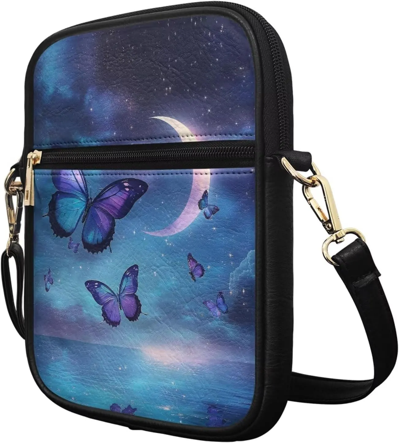 Leather Messenger Bag for Women Men Crossbody Bag Shoulder Bag Sling Travel Bag with Zipper Adjustable Strap