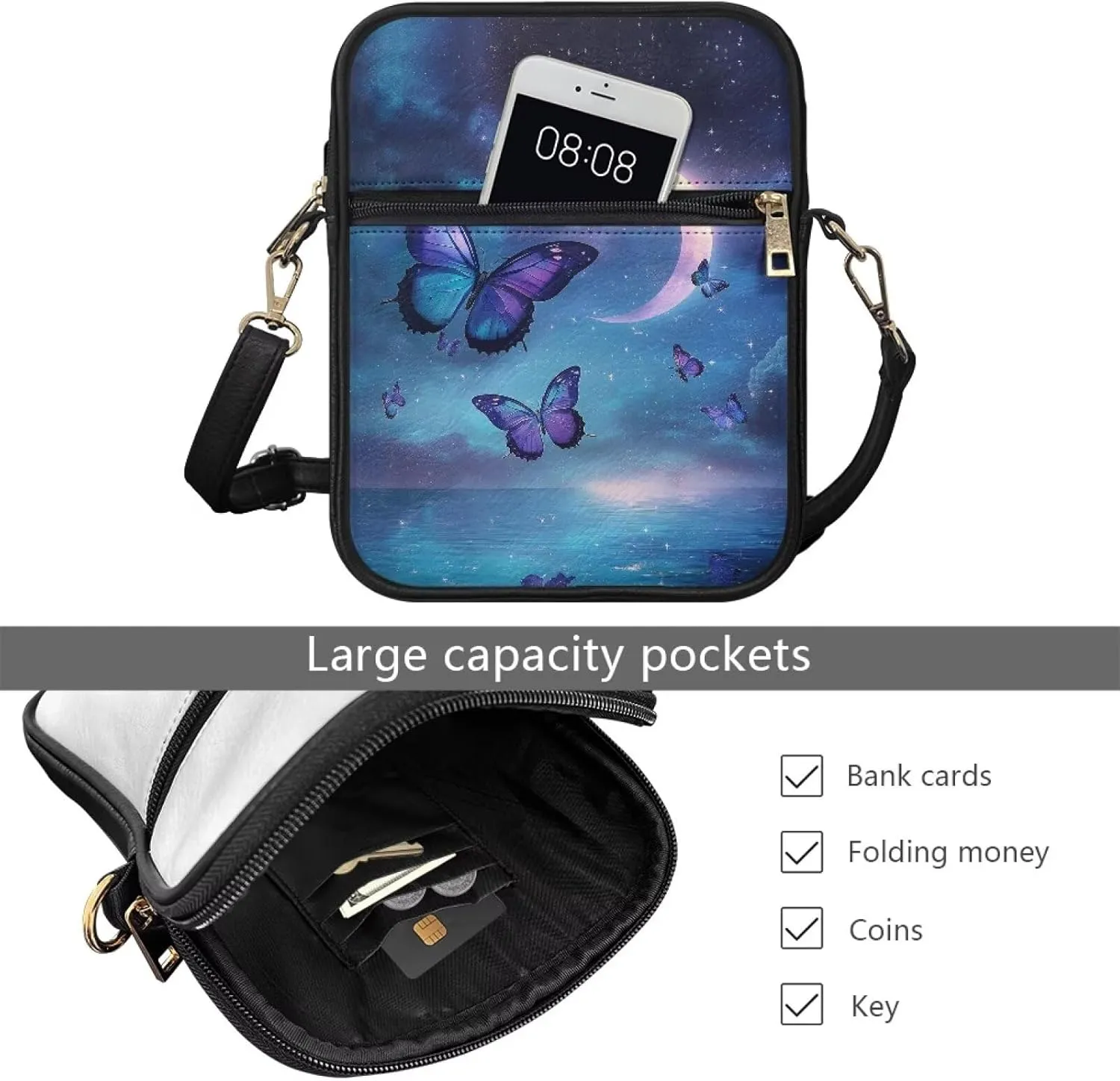 Leather Messenger Bag for Women Men Crossbody Bag Shoulder Bag Sling Travel Bag with Zipper Adjustable Strap