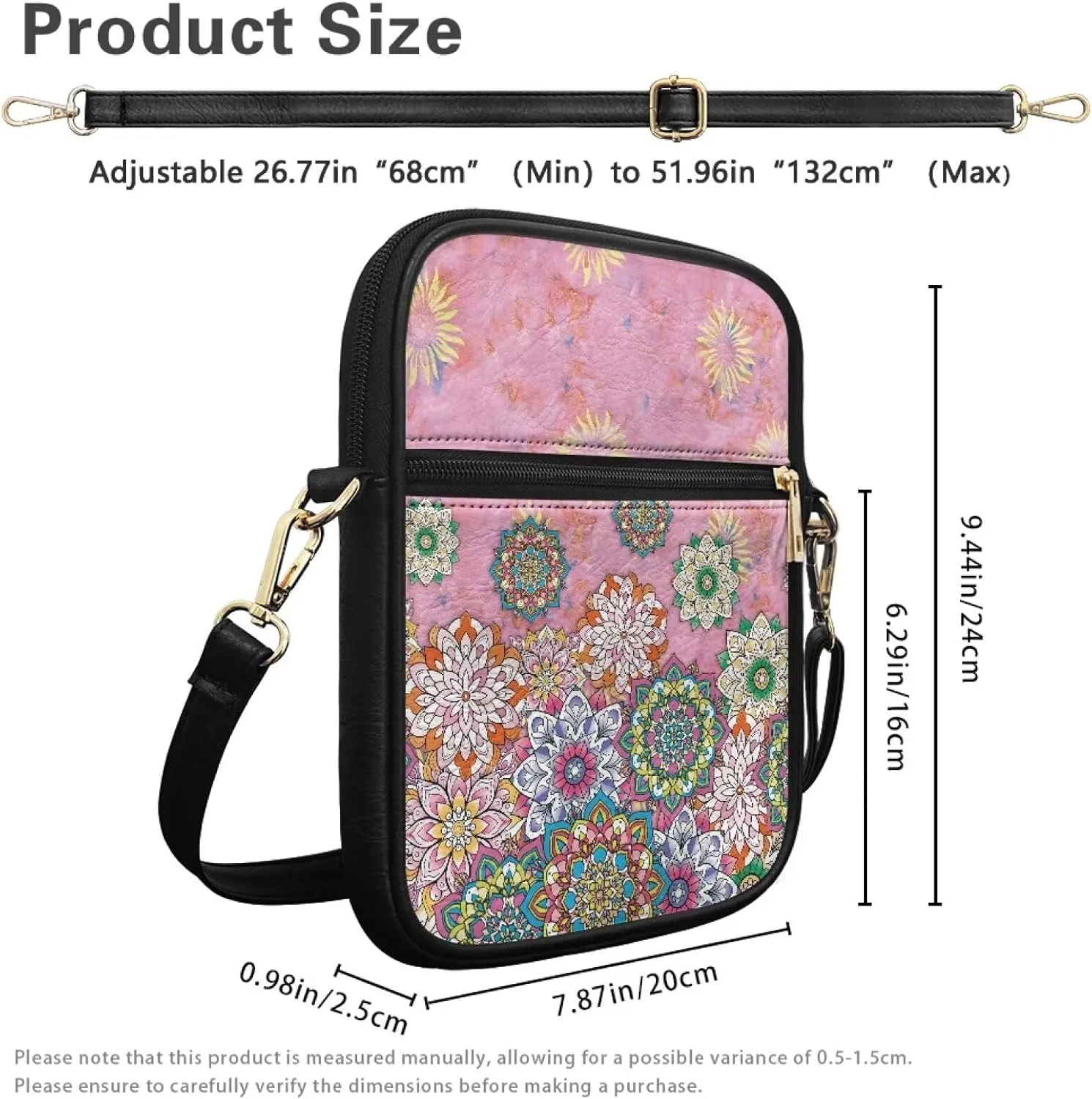 Leather Messenger Bag for Women Men Crossbody Bag Shoulder Bag Sling Travel Bag with Zipper Adjustable Strap