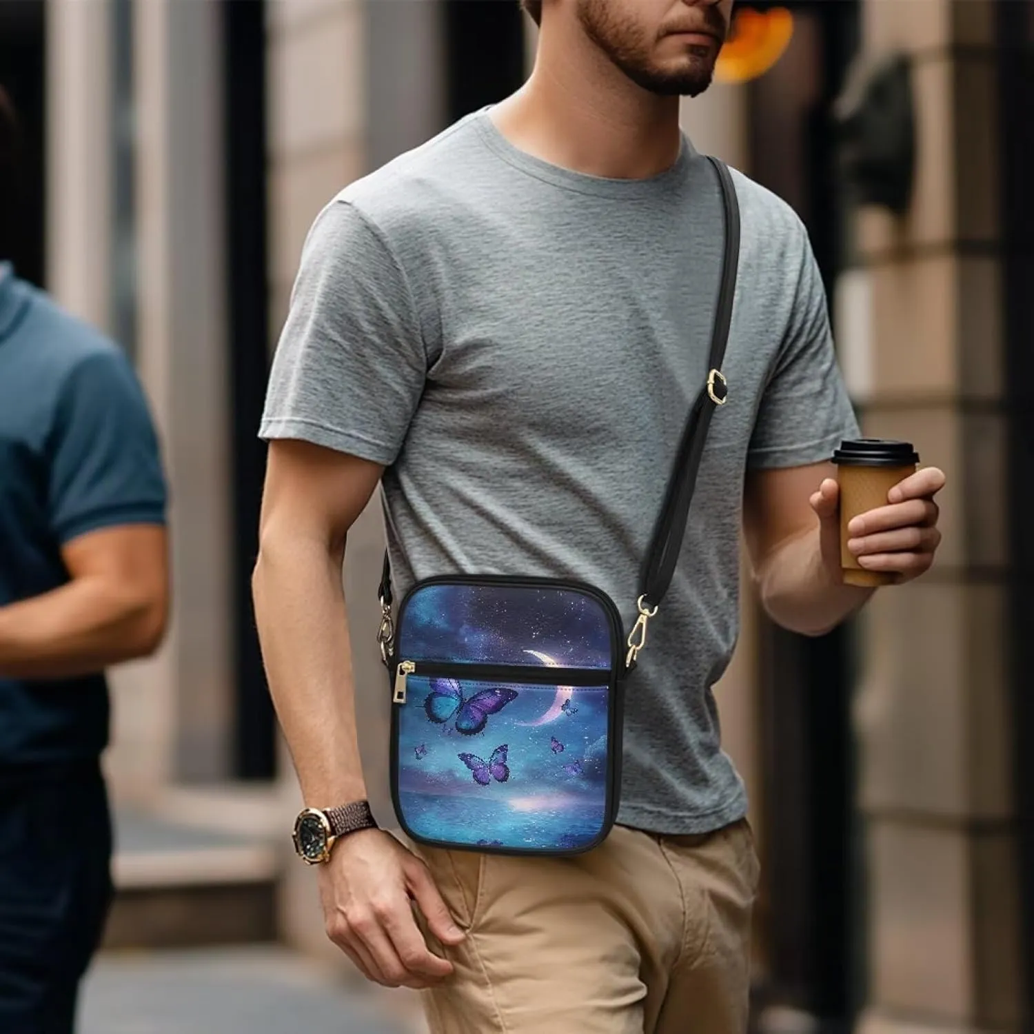 Leather Messenger Bag for Women Men Crossbody Bag Shoulder Bag Sling Travel Bag with Zipper Adjustable Strap