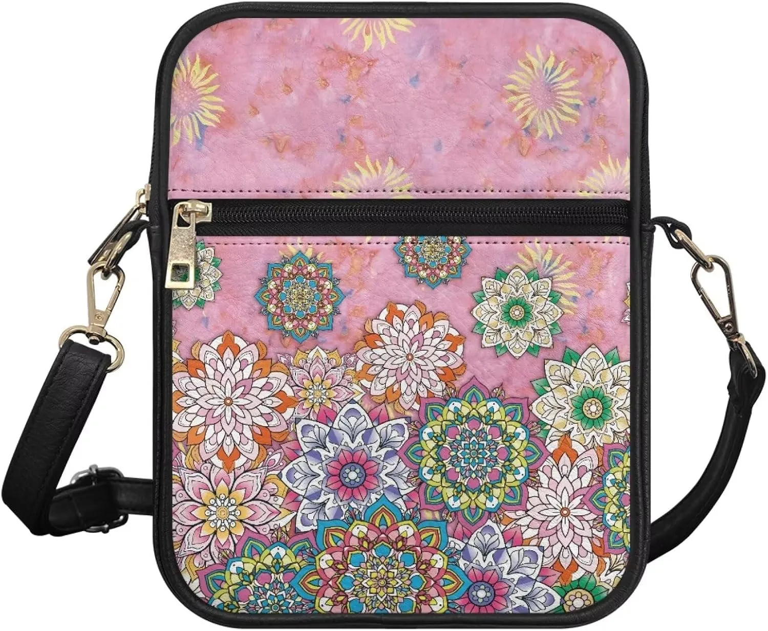 Leather Messenger Bag for Women Men Crossbody Bag Shoulder Bag Sling Travel Bag with Zipper Adjustable Strap
