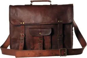 Leather Messenger Bags for Men and Women Laptop 15 Inch Briefcase