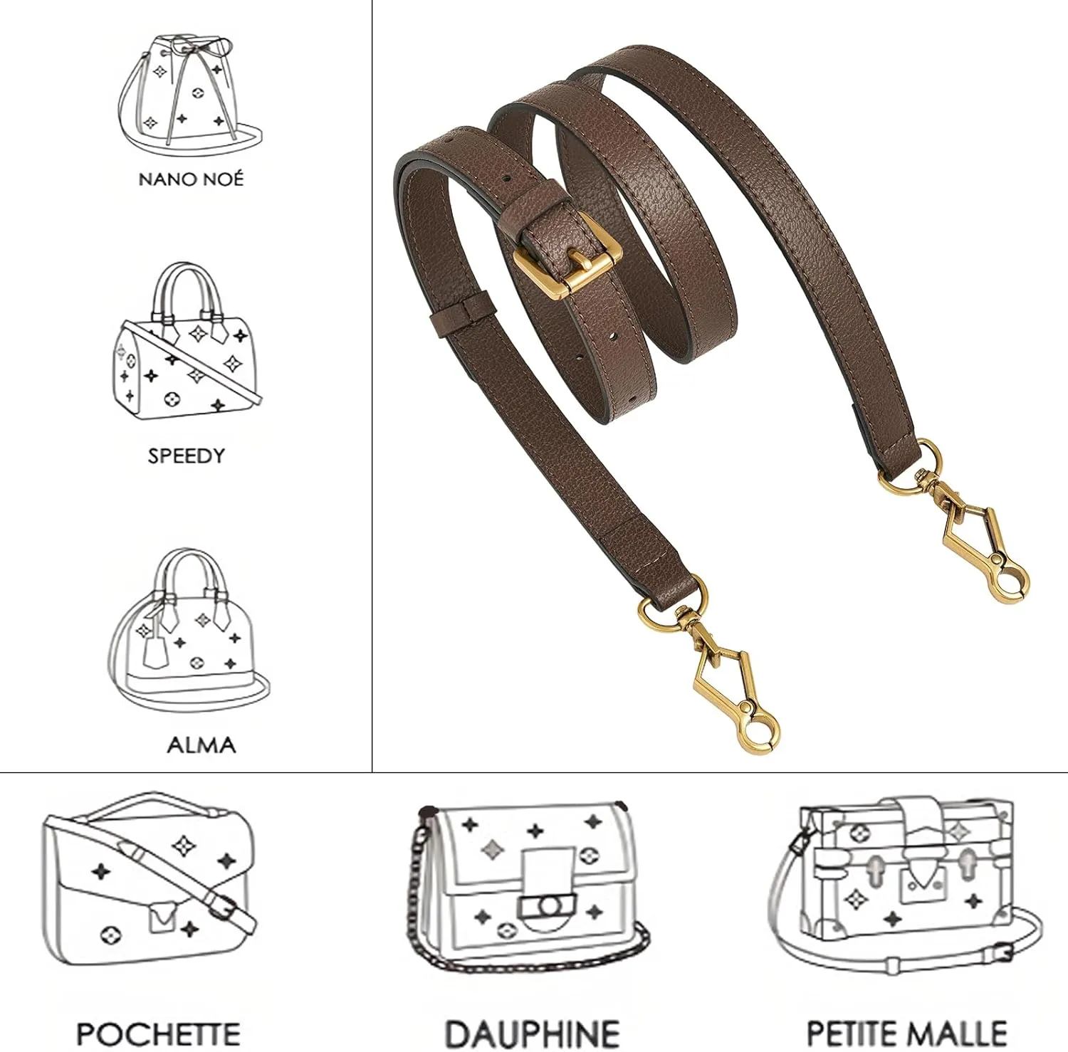 Leather Purse Strap Replacement Crossbody Handbag Long Adjustable
