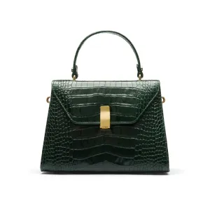 Leather Sabrina Bag - Green Croc-Effect