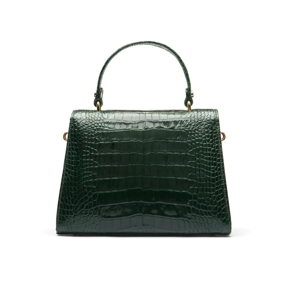 Leather Sabrina Bag - Green Croc-Effect