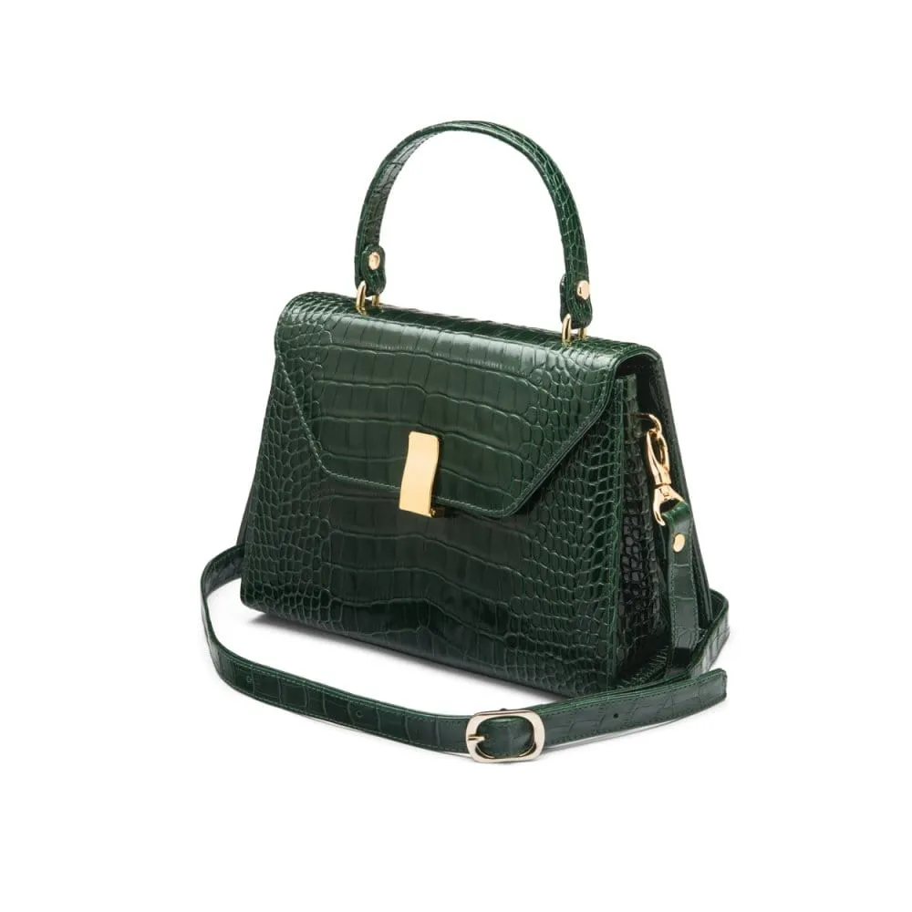 Leather Sabrina Bag - Green Croc-Effect