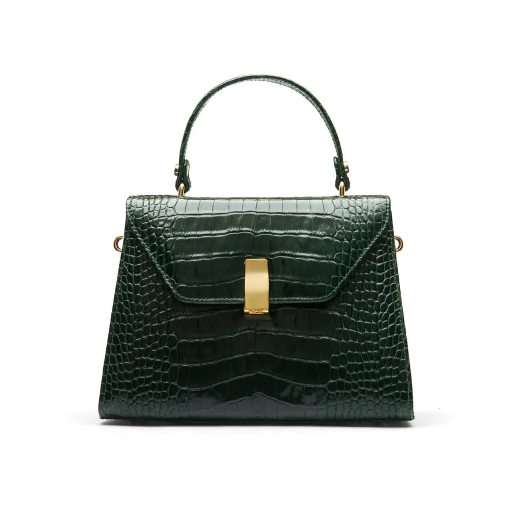 Leather Sabrina Bag - Green Croc-Effect