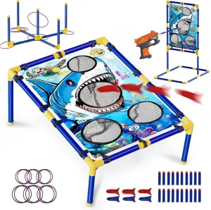Lehoo Castle Bean Bag Toss Game 3 in 1 with Shooting Game, Ring Toss Game, Rich Outdoor Toys for Kids Ages 4-8, Backyard Games, Outdoor Games, Outside Activities for Family Party, Gift for Boys