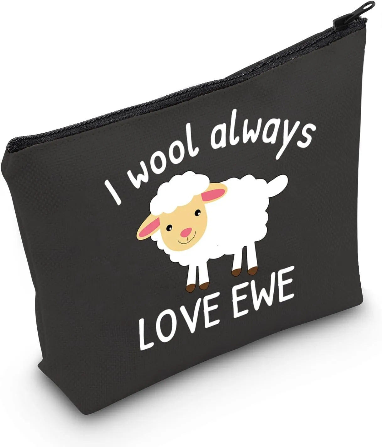 LEVLO Funny Lambs Farm Animals Lovers Gifts I Wool Always Love Ewe Makeup Bags Lamb Sheep Pun Xmas Valentine Travel Case (always love ewe-black)