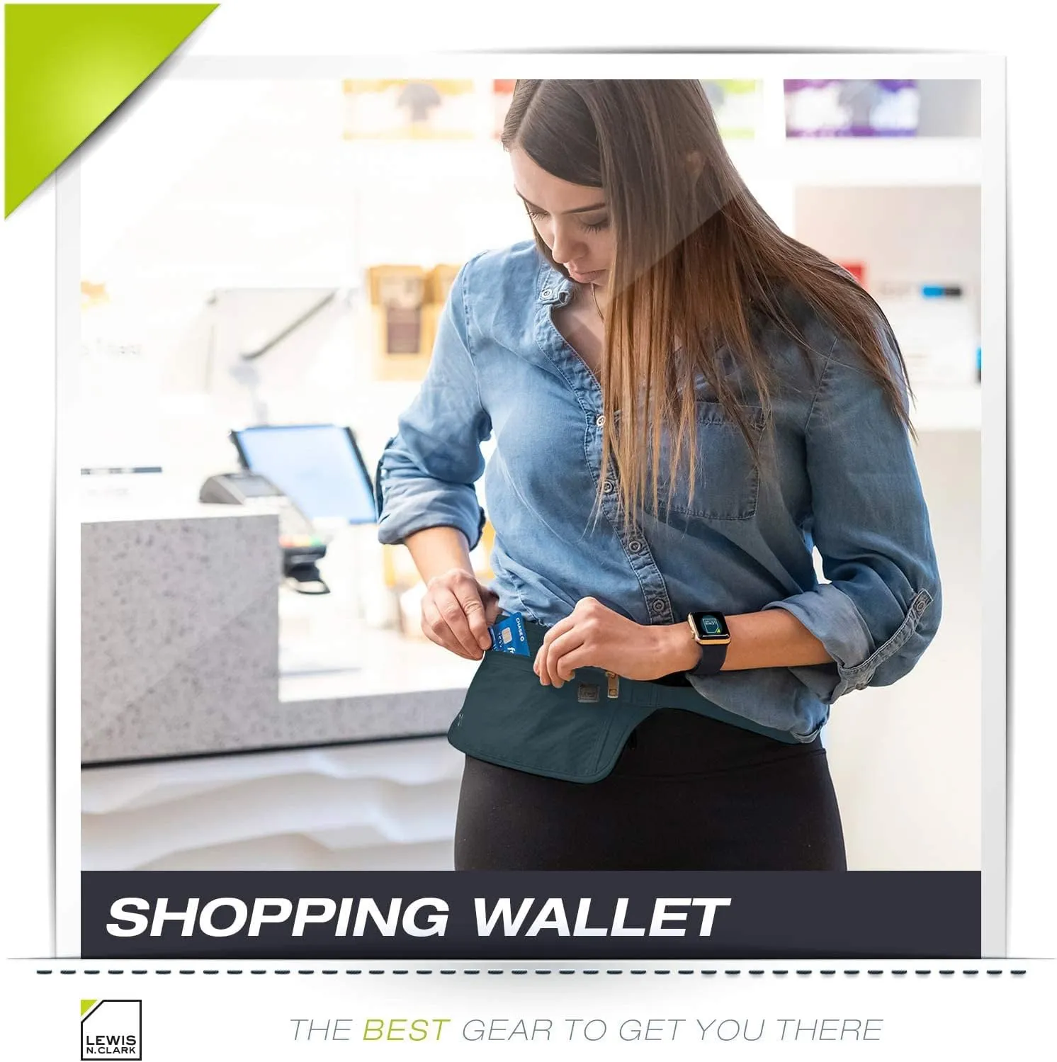 Lewis N. Clark RFID Blocking Money Belt Travel Pouch Waist Stash   Credit Card, Id, Passport Holder for Women & Men