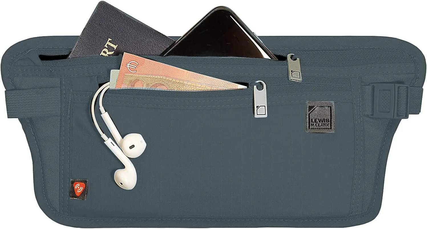 Lewis N. Clark RFID Blocking Money Belt Travel Pouch Waist Stash   Credit Card, Id, Passport Holder for Women & Men