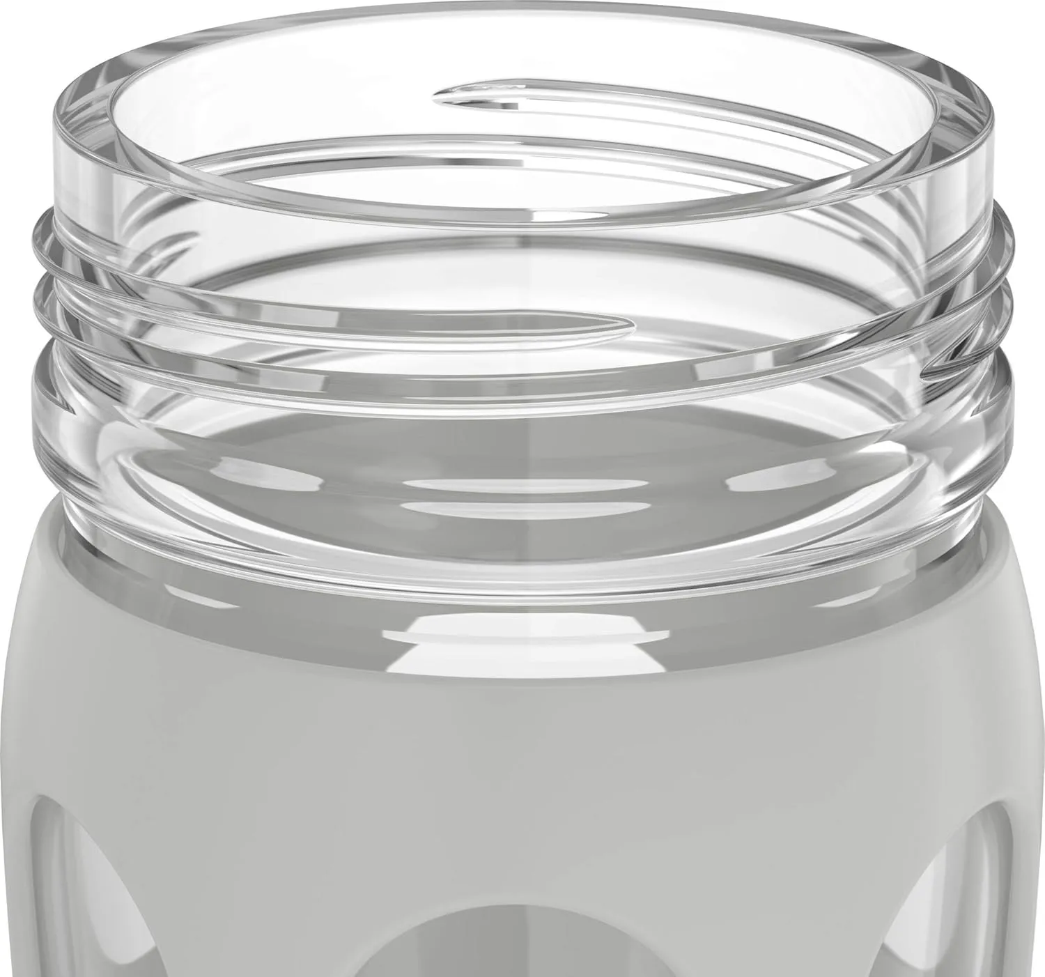 Lifefactory 12-Ounce Glass Water Bottle with Active Flip Cap and Protective Silicone Sleeve, Stone Gray