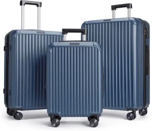 LIGHT FLIGHT Travel Luggage Sets, 3 Piece Set Suitcase with Spinner Wheels, Hardside Lightweight Luggage set with TSA Lock (20" 24" 28"), Royal Blue