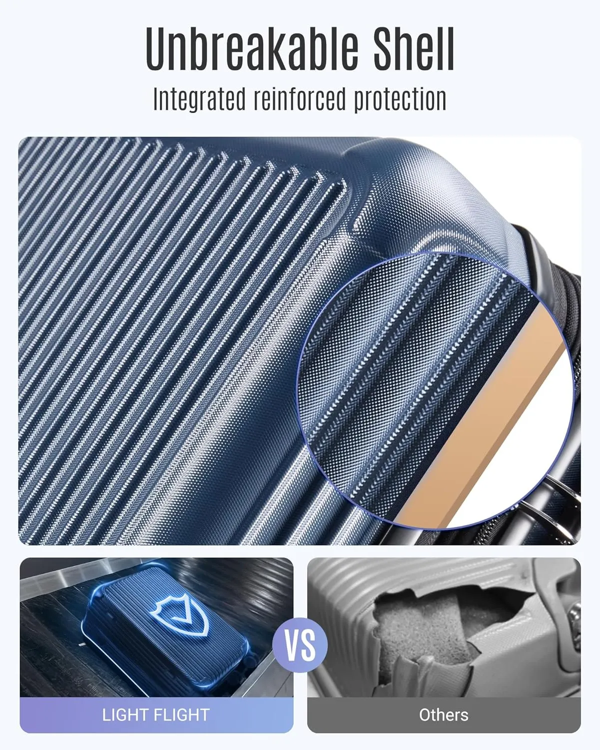 LIGHT FLIGHT Travel Luggage Sets, 3 Piece Set Suitcase with Spinner Wheels, Hardside Lightweight Luggage set with TSA Lock (20" 24" 28"), Royal Blue