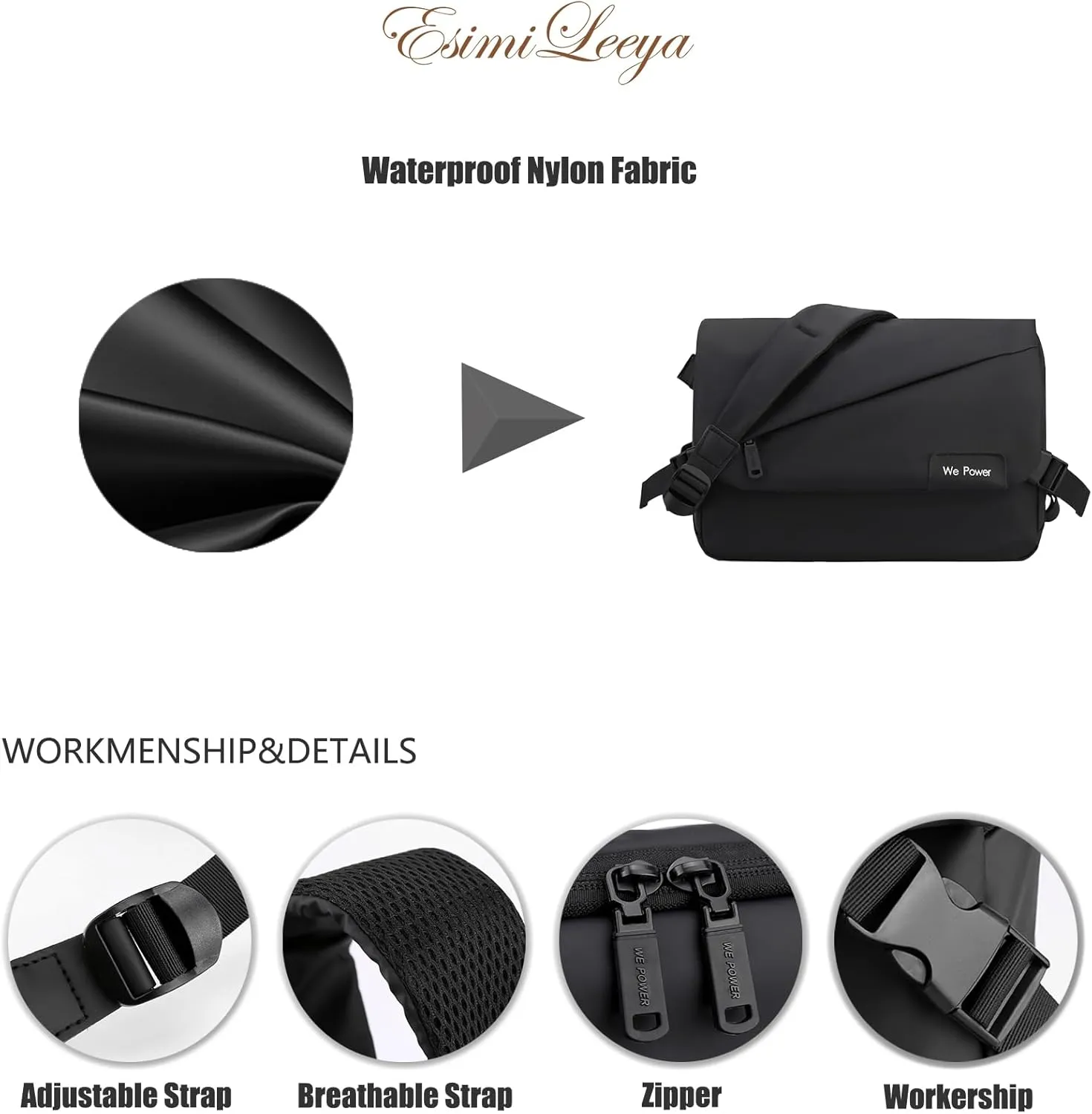 Lightweight Mens Messenger Bag Crossbody Waterproof Sling Shouler Bag for Men