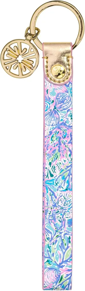 Lilly Pulitzer Durable Leatherette Strap Key Chain, Cute Wristlet Keychain Accessory with Metal Ring