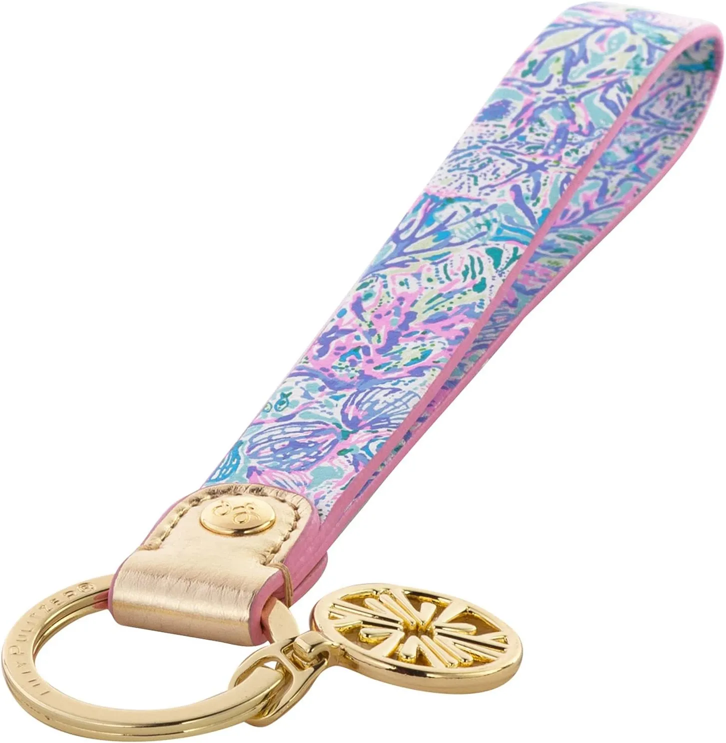 Lilly Pulitzer Durable Leatherette Strap Key Chain, Cute Wristlet Keychain Accessory with Metal Ring