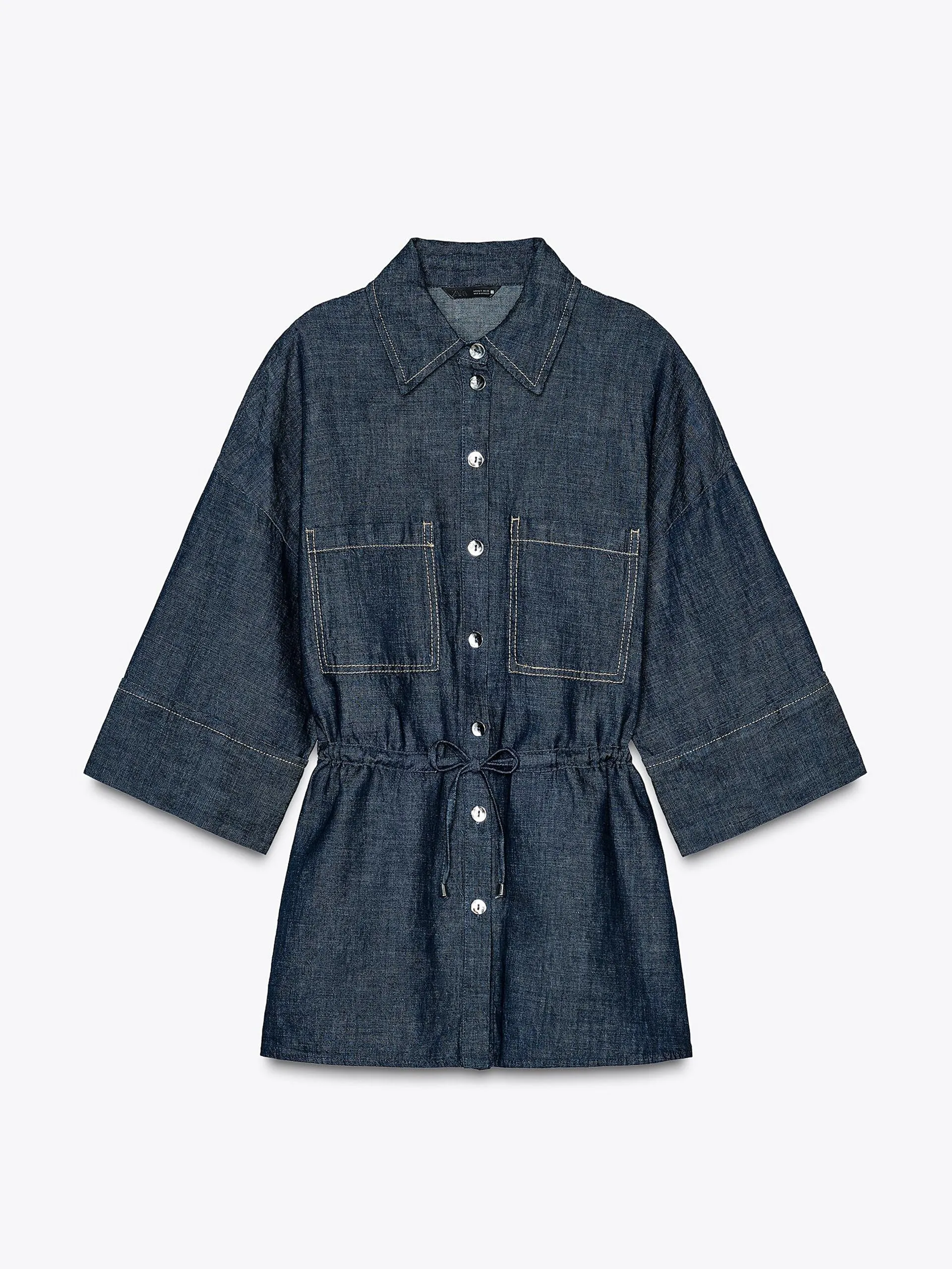 Linen shirt with drawstring waist