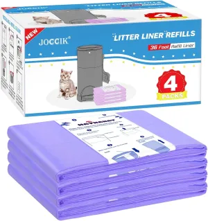 Litter Refill Bags Compatible with Litter Champ, 4 Pack One 36 Foot Litter Waste Receptacle Refill Liners