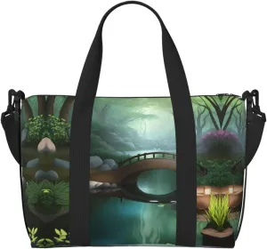 Little Bridge in the East Hand-held messenger travel bag, suitable for work, travel, fitness, tourism, women's casual handbag with zipper,
