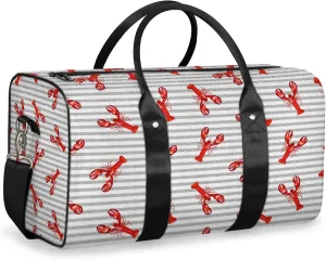 Lobster Travel Duffle Bag, Weekender Bags for Women Men, Carry on Overnight Bag Waterproof Gym Bags, Hospital Bag for Labor and Delivery