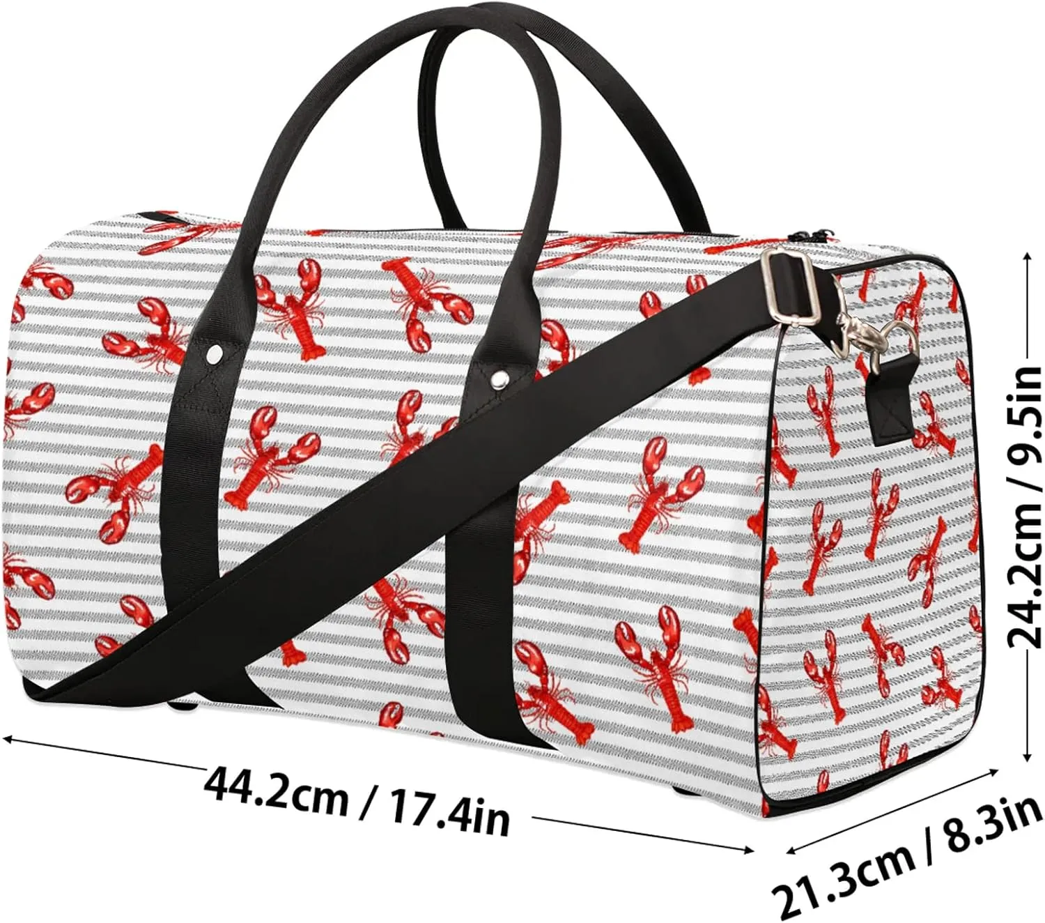 Lobster Travel Duffle Bag, Weekender Bags for Women Men, Carry on Overnight Bag Waterproof Gym Bags, Hospital Bag for Labor and Delivery