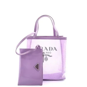 Logo Open Tote Sequined Mesh Small