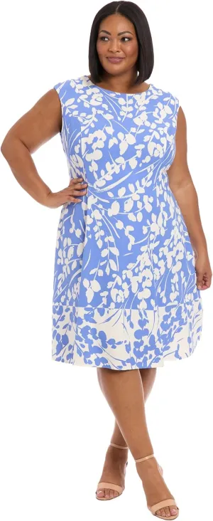 London Times Women's Cap Sleeve Fit and Flare