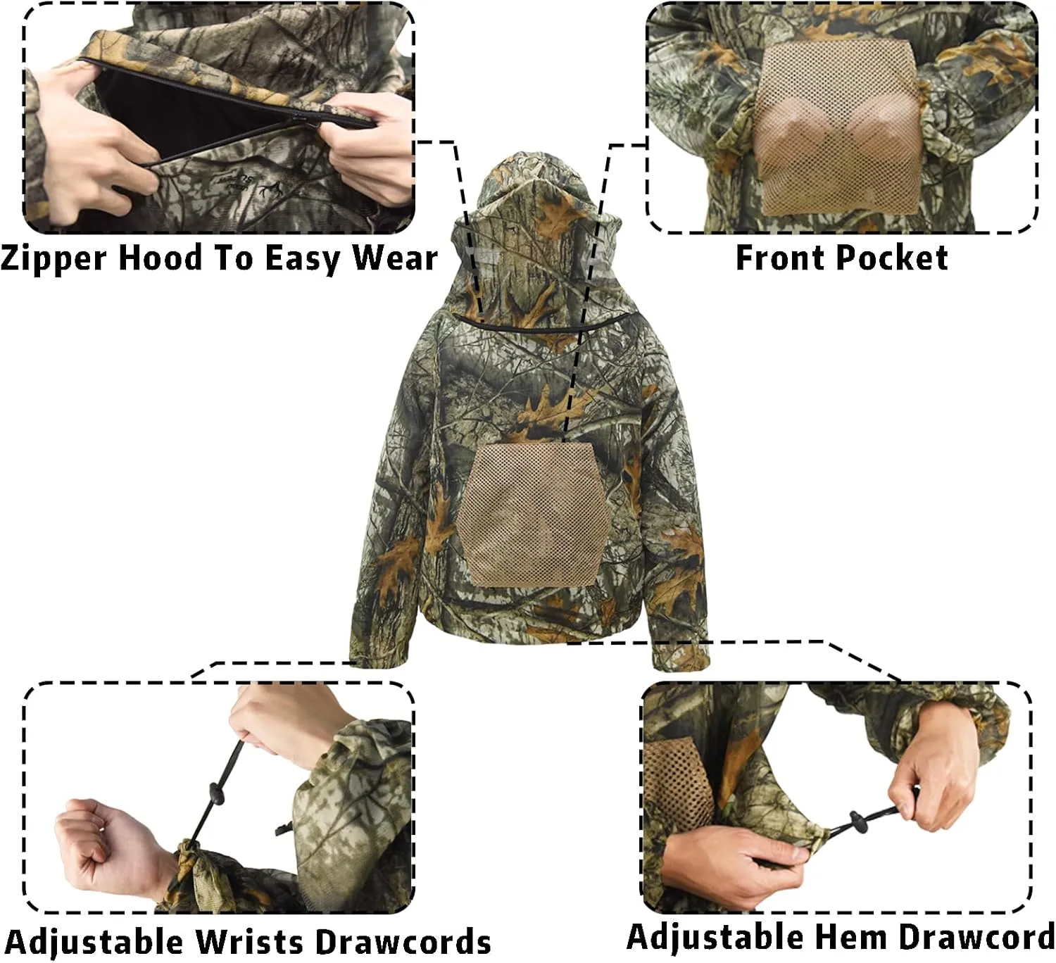 LOOGU Mosquito Suits, Net Bug Pants & Jacket Hood Sets - Ultra-fine Mesh - With Fishing, Hiking, Camping and Gardening