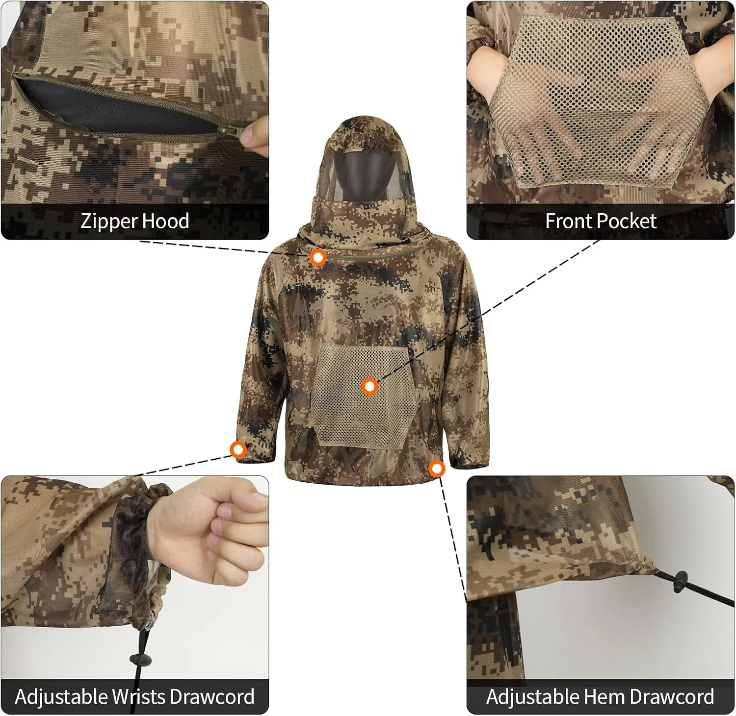 LOOGU Mosquito Suits, Net Bug Pants & Jacket Hood Sets - Ultra-fine Mesh - With Fishing, Hiking, Camping and Gardening