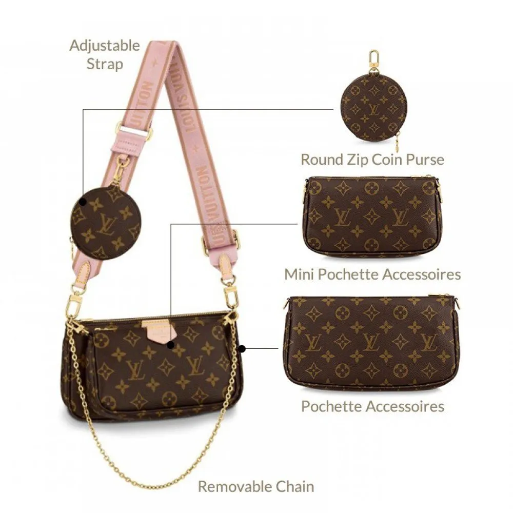 Louis Vuitton Multi Pochette Accessoires Monogram Canvas Rose Clair