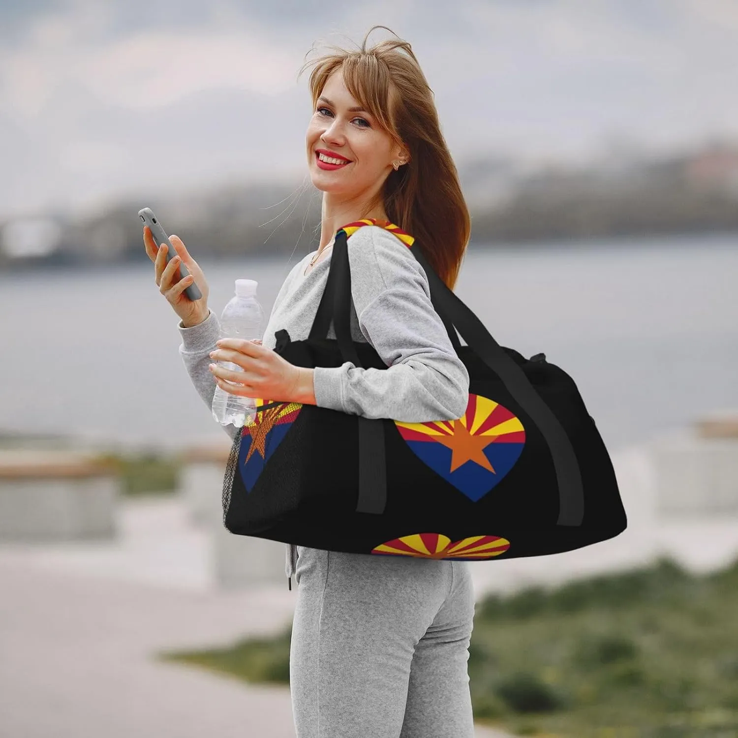 Love Arizona State Flag Travel Duffel Bag Large Foldable Waterproof Overnight Bag For Beach Swim Bags Pool Sports Gym