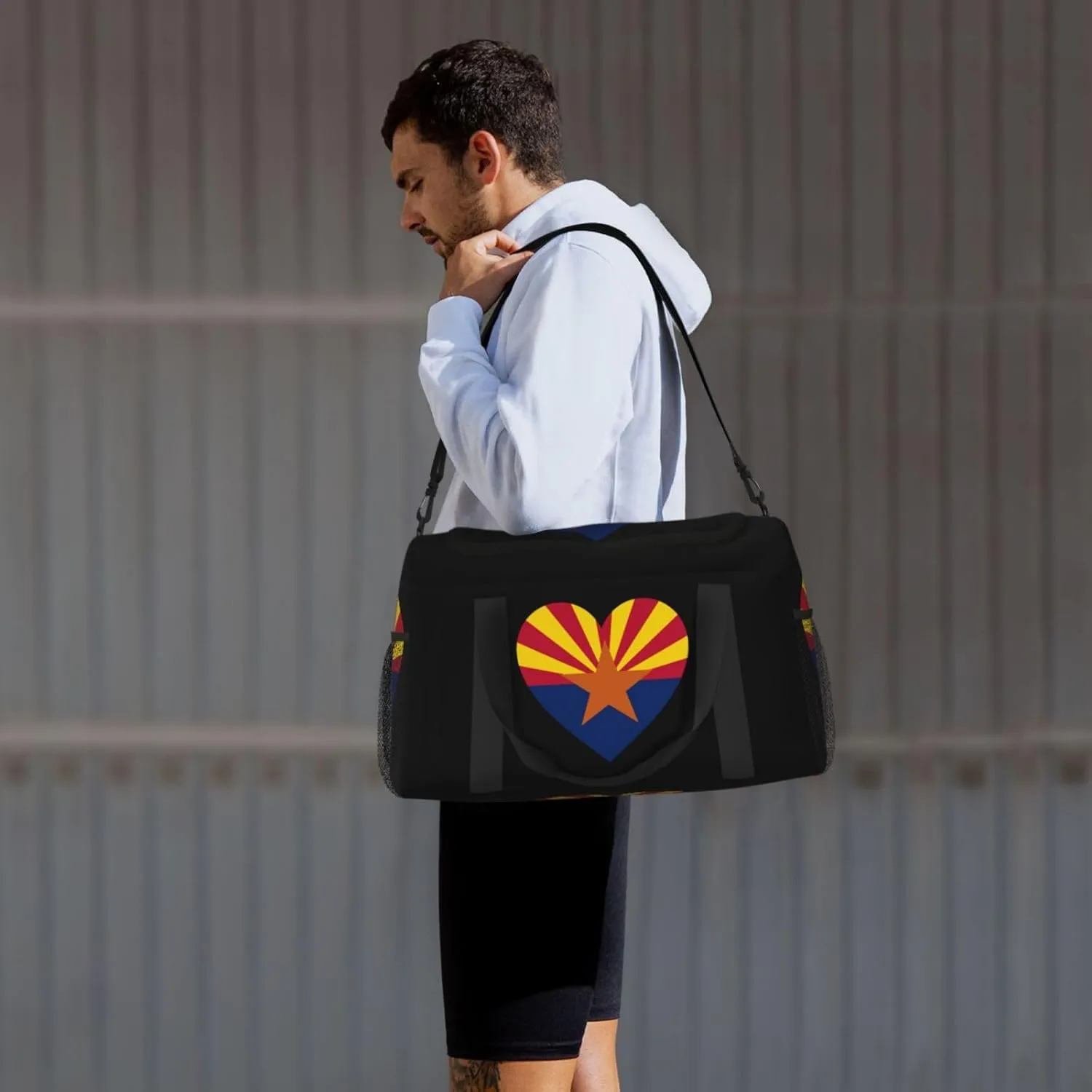 Love Arizona State Flag Travel Duffel Bag Large Foldable Waterproof Overnight Bag For Beach Swim Bags Pool Sports Gym