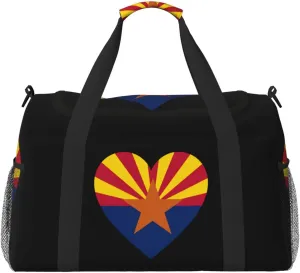 Love Arizona State Flag Travel Duffel Bag Large Foldable Waterproof Overnight Bag For Beach Swim Bags Pool Sports Gym