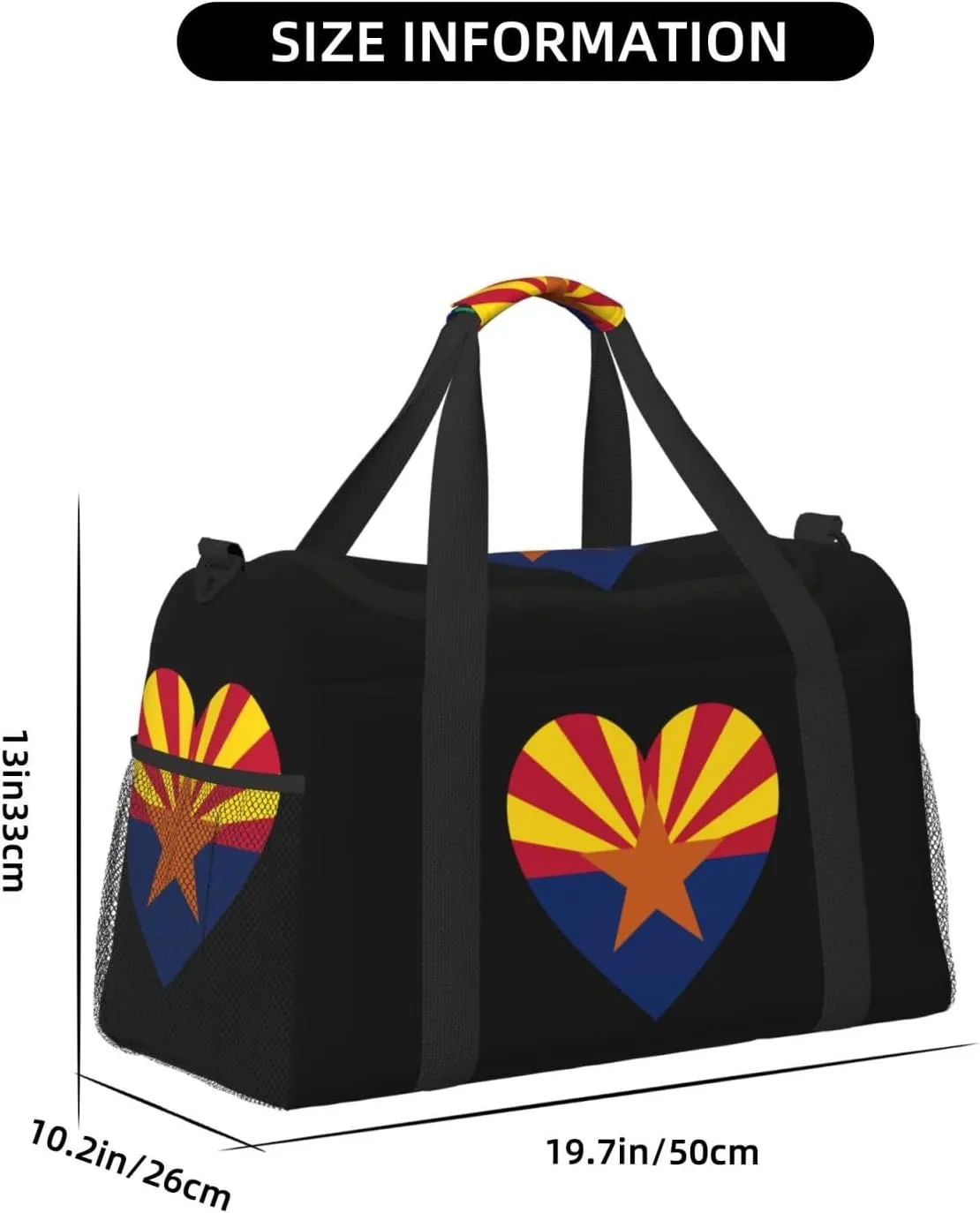 Love Arizona State Flag Travel Duffel Bag Large Foldable Waterproof Overnight Bag For Beach Swim Bags Pool Sports Gym