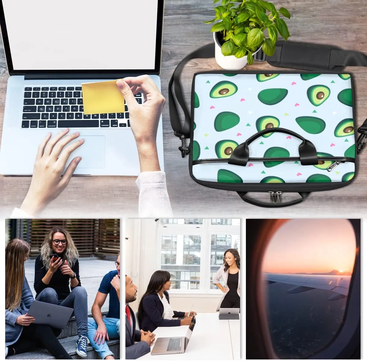 Love Letters Laptop Shoulder Messenger Bag Waterproof Laptop Briefcase Handle Padded Strap
