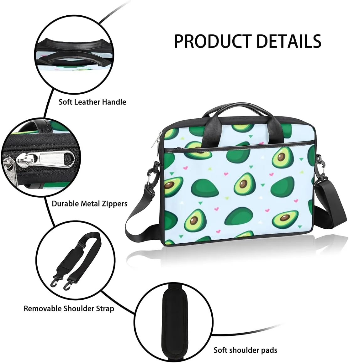 Love Letters Laptop Shoulder Messenger Bag Waterproof Laptop Briefcase Handle Padded Strap
