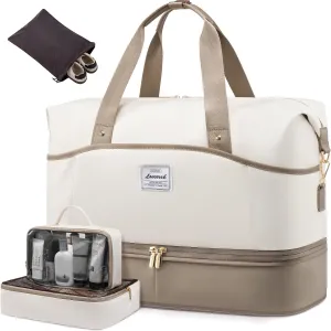 LOVEVOOK Weekender Bags for Women, Expandable Travel Duffle Bag with Shoes Compartment, Carry on Overnight Bag with Wet Pocket, Mom Hospital Bags for Labor and Delivery, 4PCS