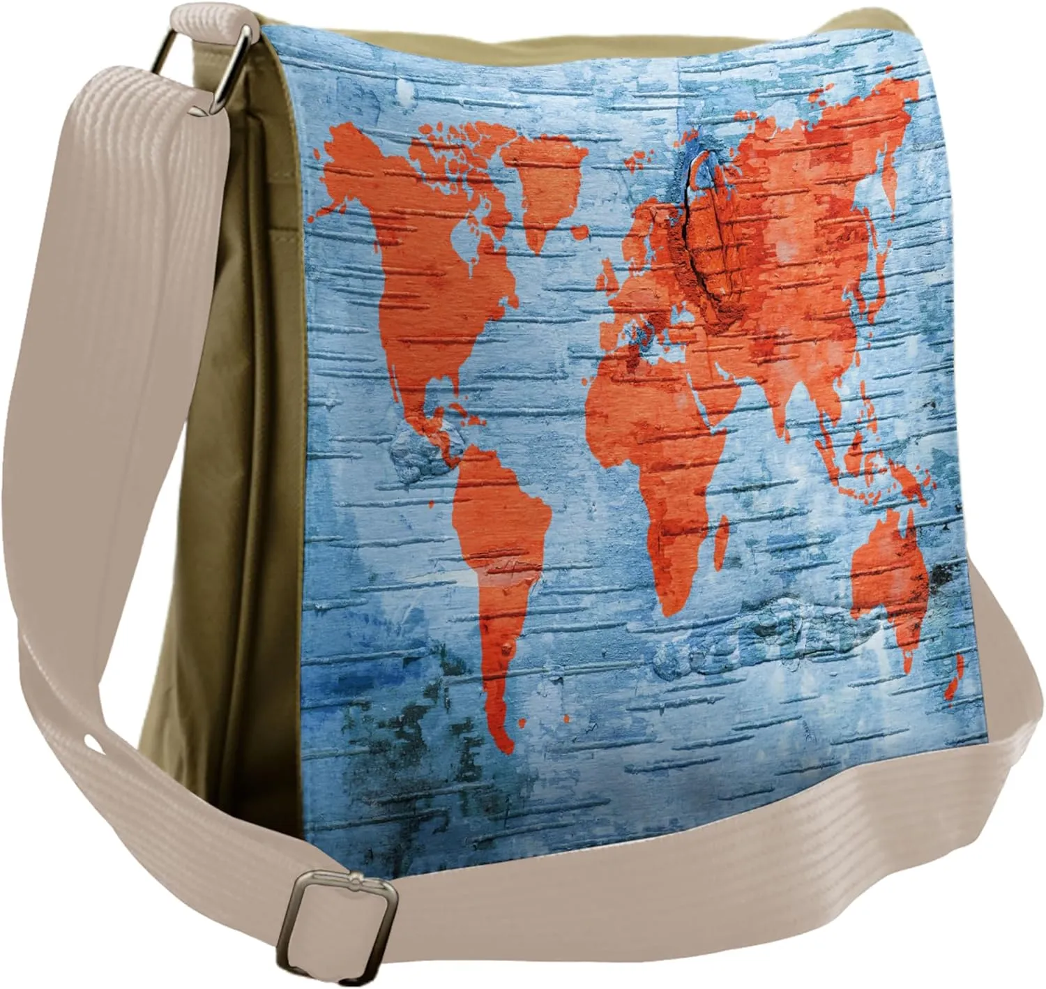 Lunarable Holiday Messenger Bag, Voyager World Map Lands, Unisex Cross-body