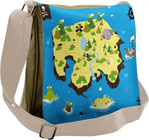 Lunarable Island Map Messenger Bag, Secret Forest Monster, Unisex Cross-body