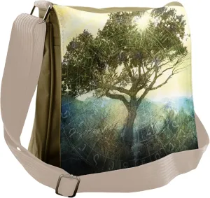 Lunarable Tree of Life Messenger Bag, Sun Beams Branches, Unisex Cross-body