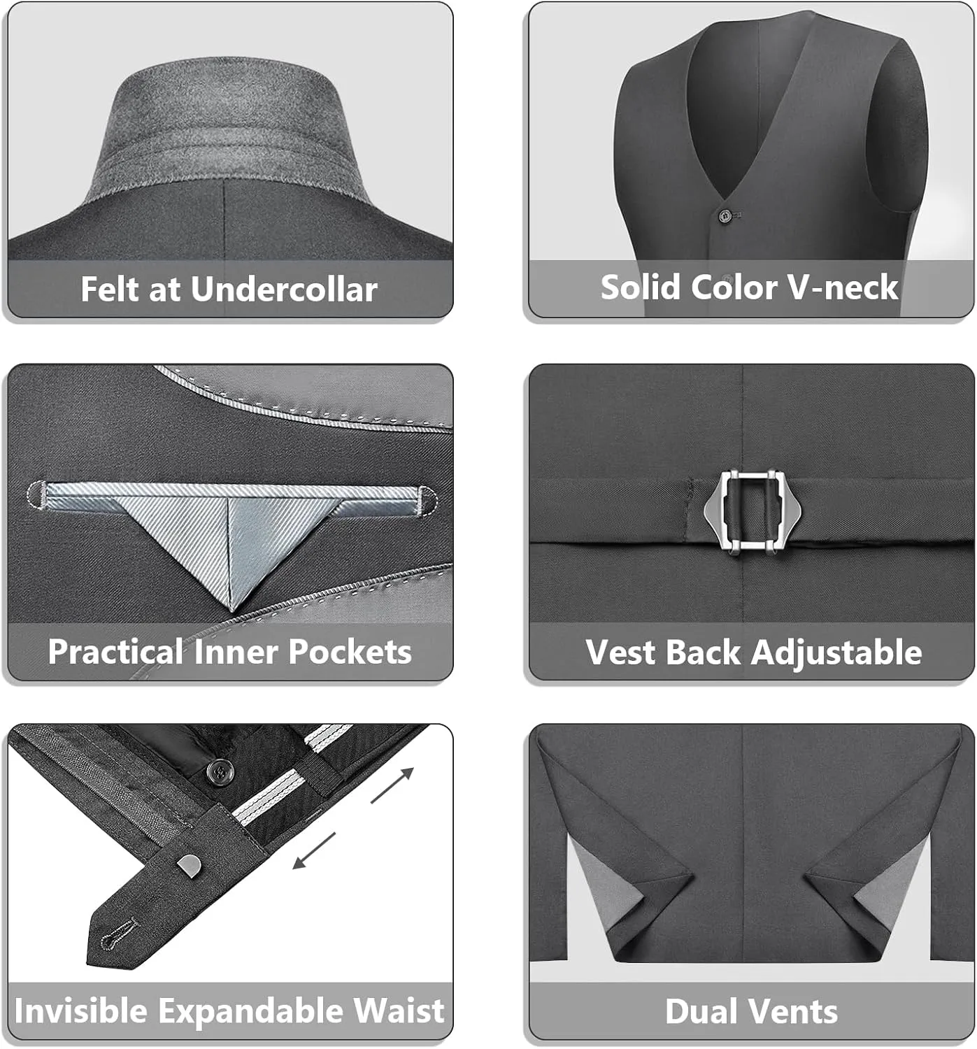 LUPURTY Suits for Men, 3 Piece Men's Suit Slim Fit, Solid Jacket Vest Pants with Tie, One Button Tuxedo Set