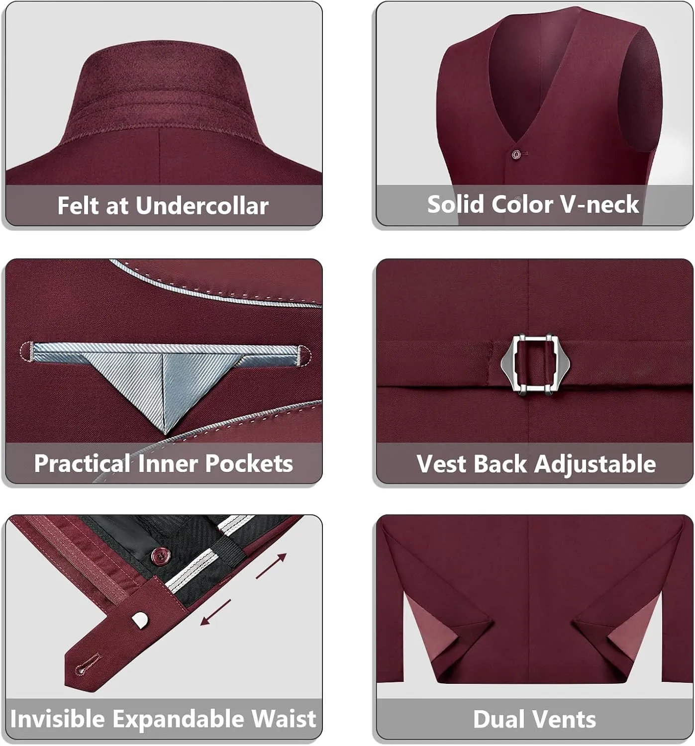 LUPURTY Suits for Men, 3 Piece Men's Suit Slim Fit, Solid Jacket Vest Pants with Tie, One Button Tuxedo Set