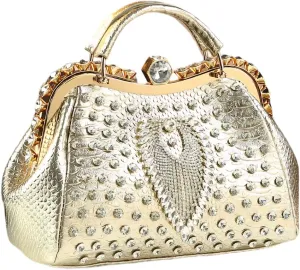 Luxury Fashion Diamonds Bag For Women Leather Top Handle Satchel Handbags Clip Rhinestone Purses Tote Shoulder Crossbody Bags