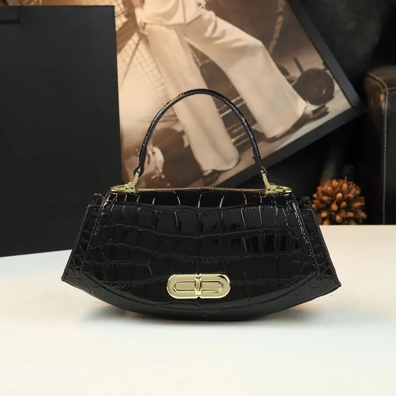 Luxury Fashion Genuine Leather Women Bag Crocodile Pattern 2024 Ladies Handbag Crossbody Bag Commuter Design Shoulder Saddle Bag