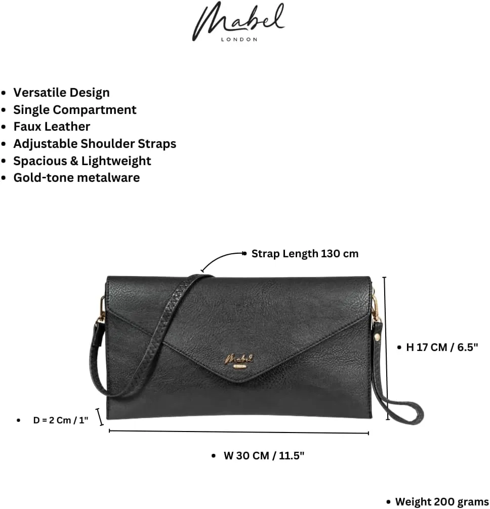 Mabel Women's Faux Leather Wristlet Clutch with Adjustable Strap – Small Evening Shoulder Purse – Piper
