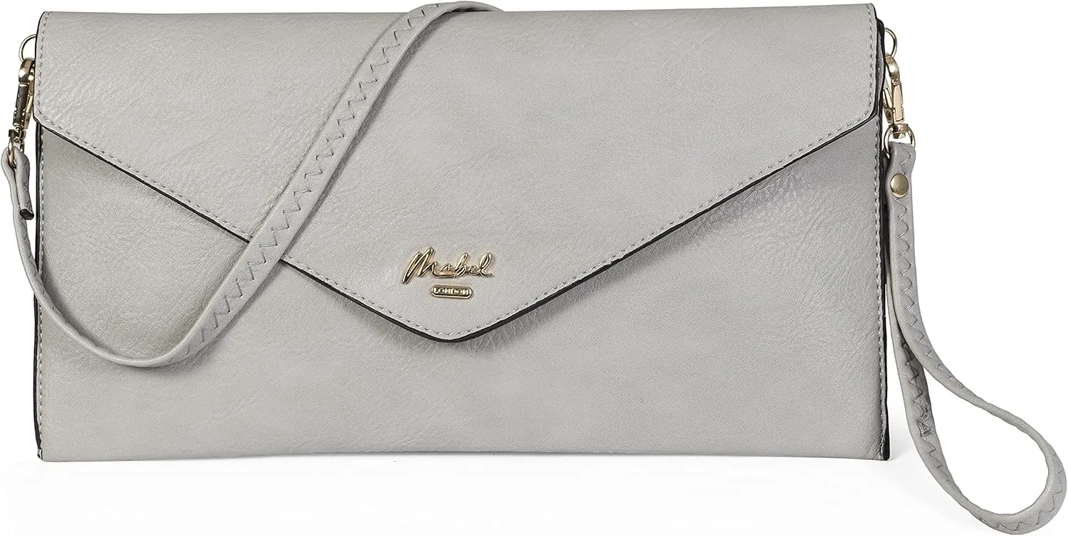 Mabel Women's Faux Leather Wristlet Clutch with Adjustable Strap – Small Evening Shoulder Purse – Piper