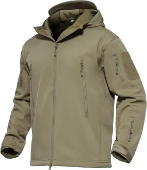 MAGCOMSEN Men's Tactical Jacket 7 Pockets Performance Fleece Lined Water Resistant Soft Shell Winter Coats