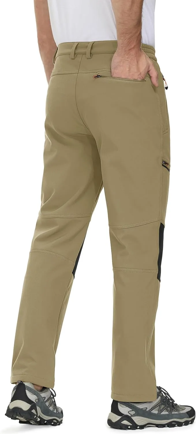 MAGCOMSEN Men's Winter Pants Fleece Lined Ski Snow Pants Water Resistant 4 Zip Pockets Outdoor Pants