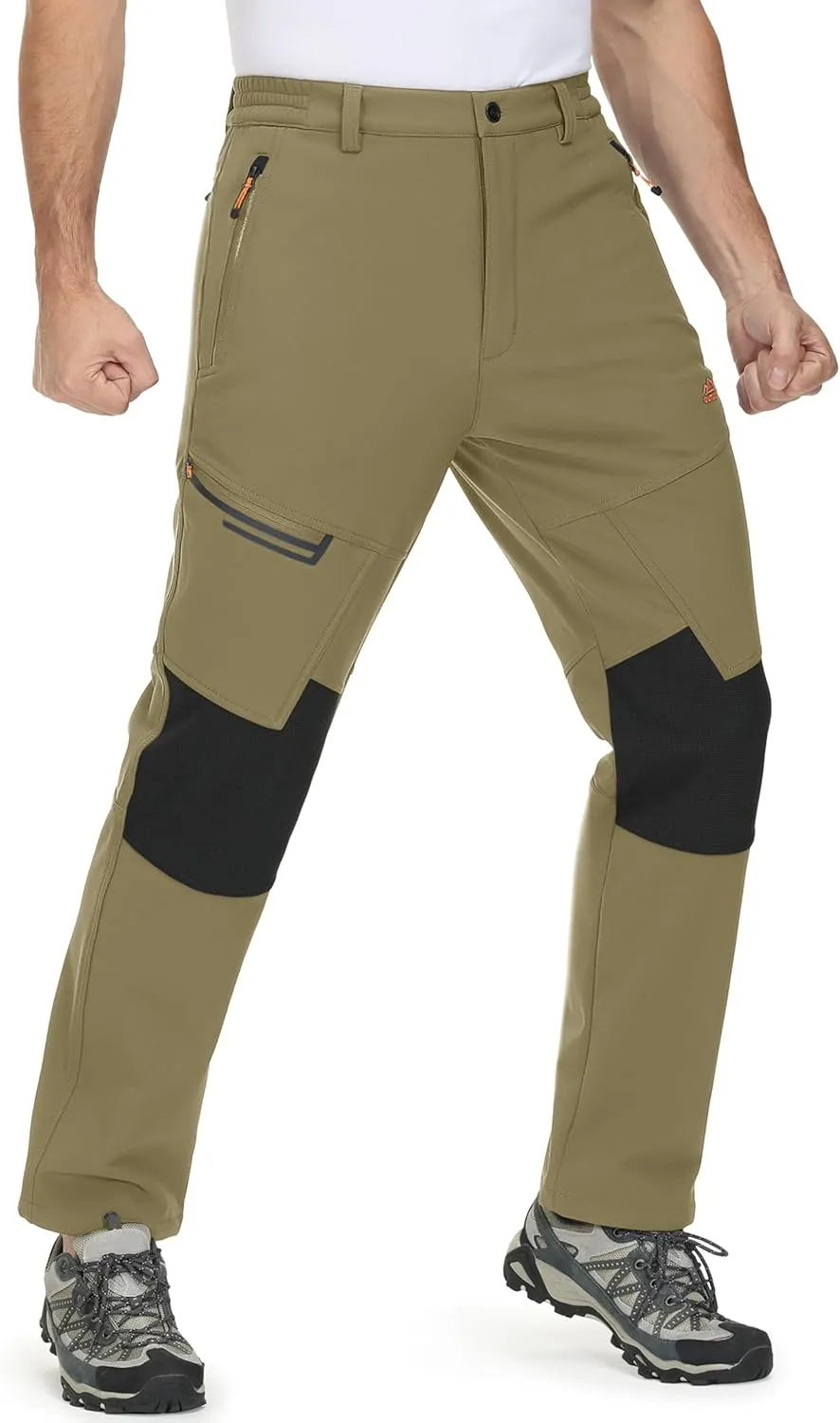 MAGCOMSEN Men's Winter Pants Fleece Lined Ski Snow Pants Water Resistant 4 Zip Pockets Outdoor Pants